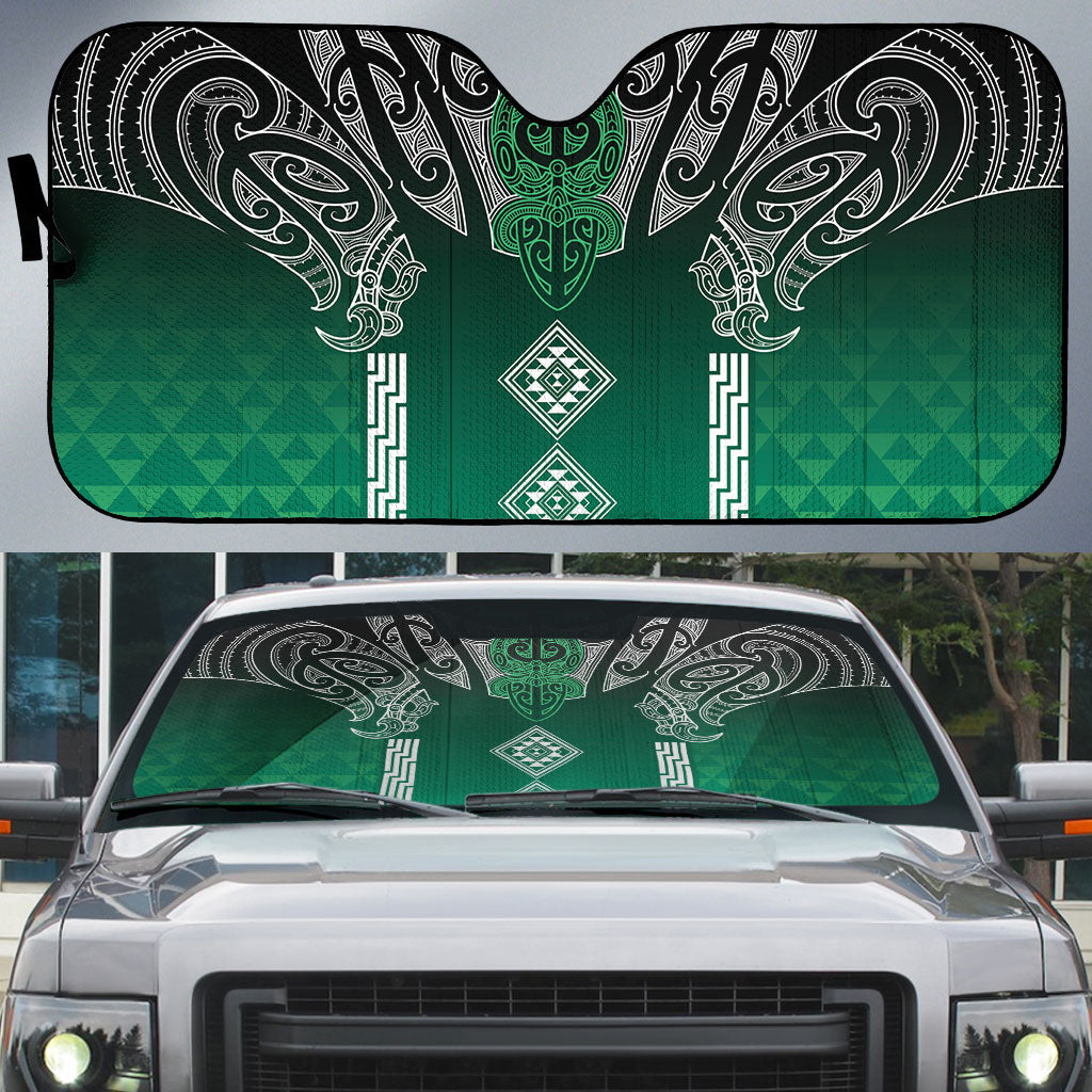 Aotearoa Maori Iwi Heritage Auto Sun Shade Ngai Tahu Pounamu Green LT7 Jade Green - Polynesian Pride