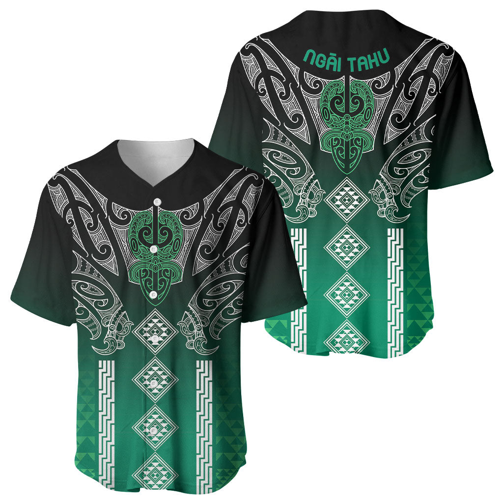 Aotearoa Maori Iwi Heritage Baseball Jersey Ngai Tahu Pounamu Green LT7 - Polynesian Pride