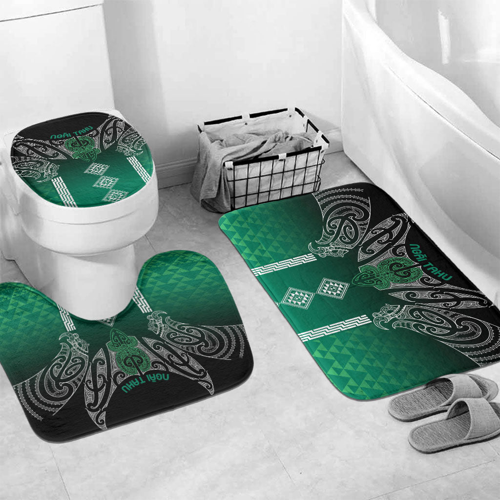 Aotearoa Maori Iwi Heritage Bathroom Set Ngai Tahu Pounamu Green LT7 Mat Set Only (3 pcs) One Size Jade Green - Polynesian Pride