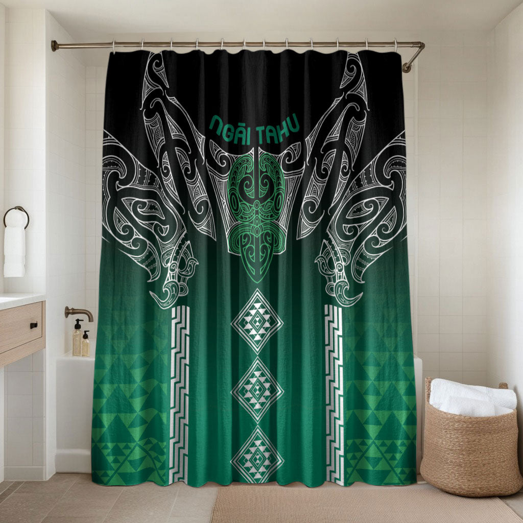 Aotearoa Maori Iwi Heritage Bathroom Set Ngai Tahu Pounamu Green LT7 Shower Curtain Only Jade Green - Polynesian Pride