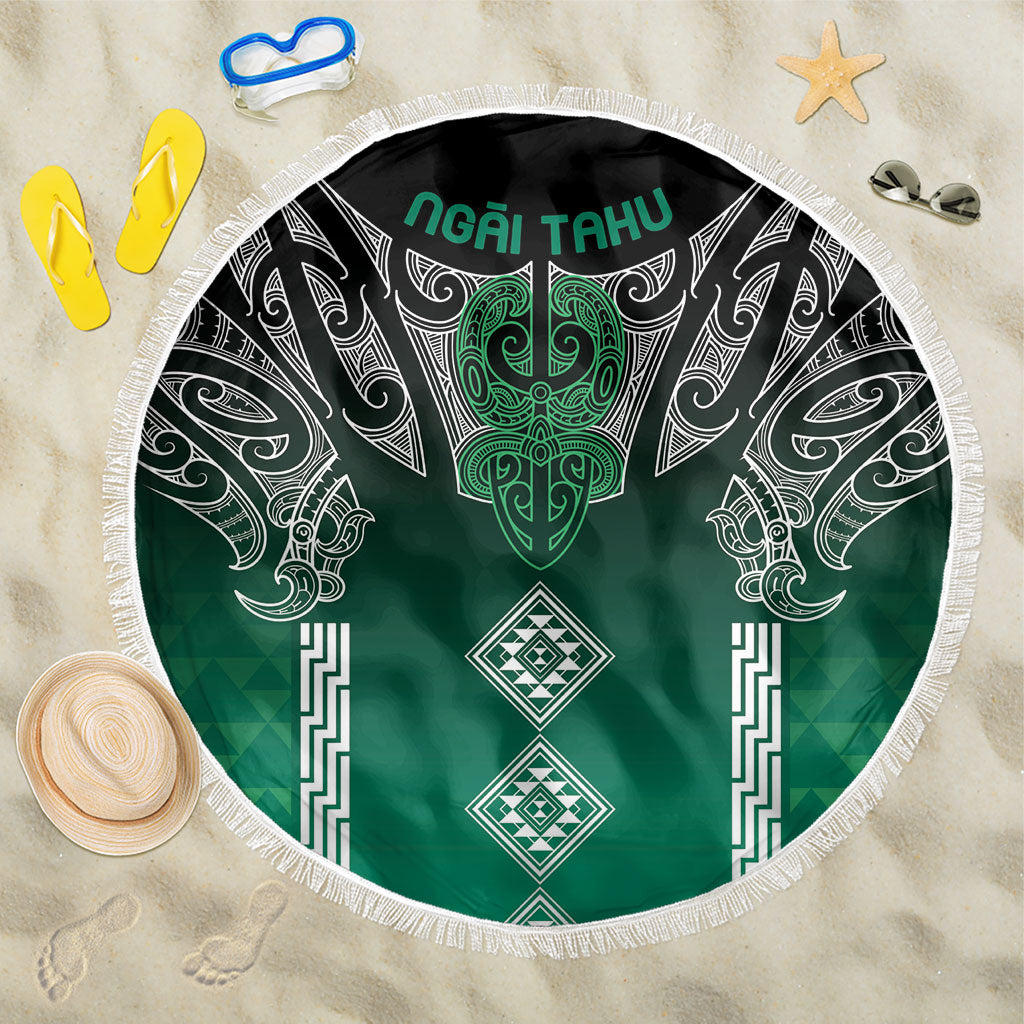 Aotearoa Maori Iwi Heritage Beach Blanket Ngai Tahu Pounamu Green LT7 One Size 150cm Jade Green - Polynesian Pride