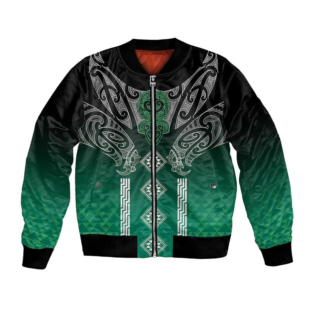 Aotearoa Maori Iwi Heritage Bomber Jacket Ngai Tahu Pounamu Green
