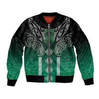 Aotearoa Maori Iwi Heritage Bomber Jacket Ngai Tahu Pounamu Green LT7 Unisex Jade Green - Polynesian Pride