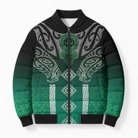 Aotearoa Maori Iwi Heritage Bomber Puffer Jacket Ngai Tahu Pounamu Green LT7 Unisex Jade Green - Polynesian Pride