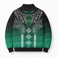 Aotearoa Maori Iwi Heritage Bomber Puffer Jacket Ngai Tahu Pounamu Green LT7 - Polynesian Pride