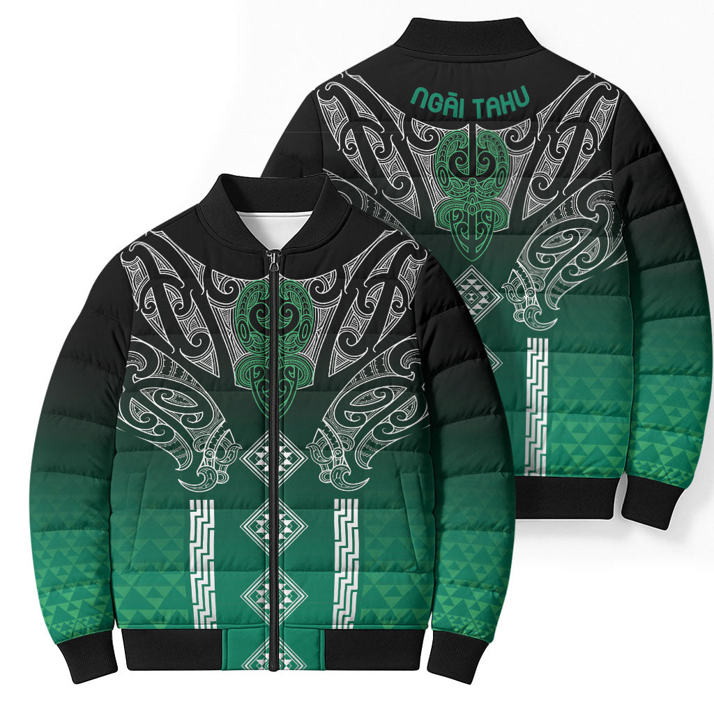 Aotearoa Maori Iwi Heritage Bomber Puffer Jacket Ngai Tahu Pounamu Green LT7 - Polynesian Pride