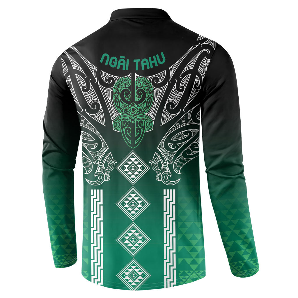 Aotearoa Maori Iwi Heritage Button Sweatshirt Ngai Tahu Pounamu Green LT7 - Polynesian Pride