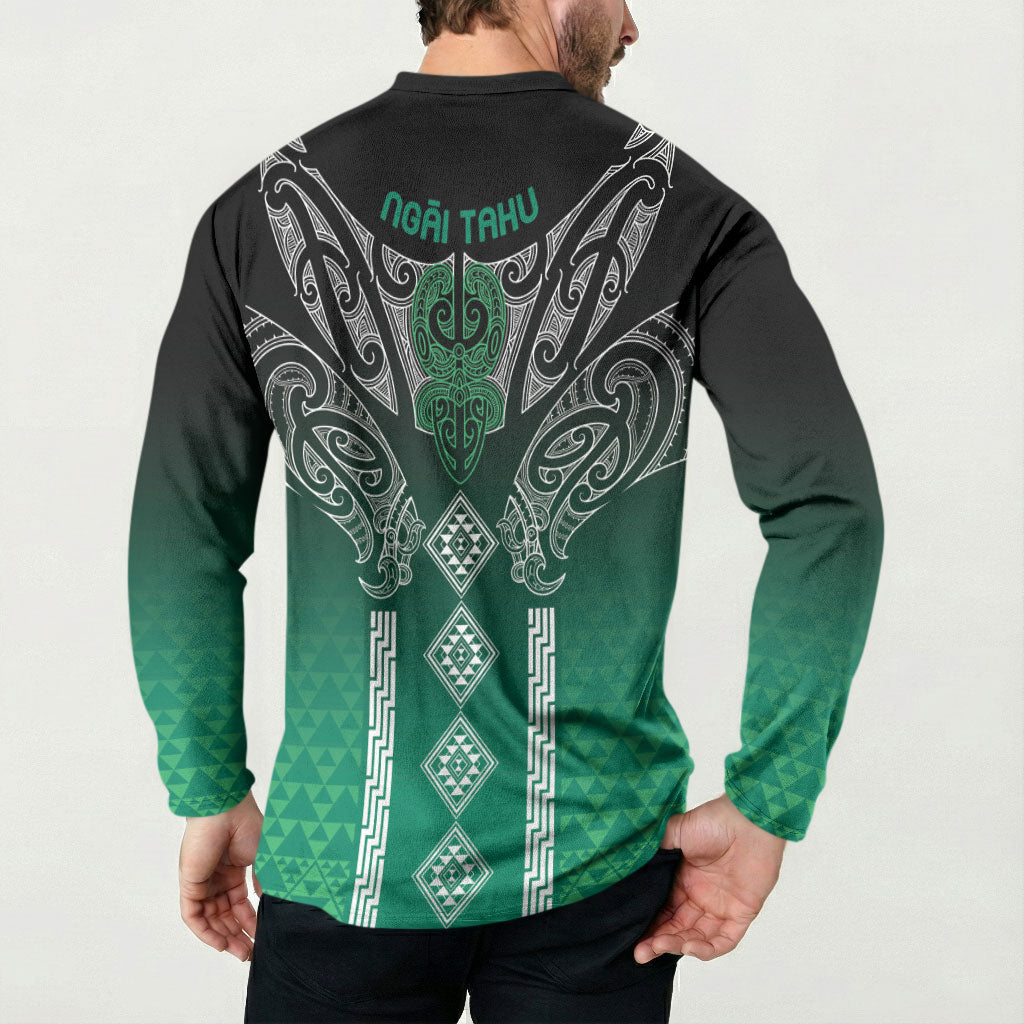 Aotearoa Maori Iwi Heritage Button Sweatshirt Ngai Tahu Pounamu Green LT7 - Polynesian Pride