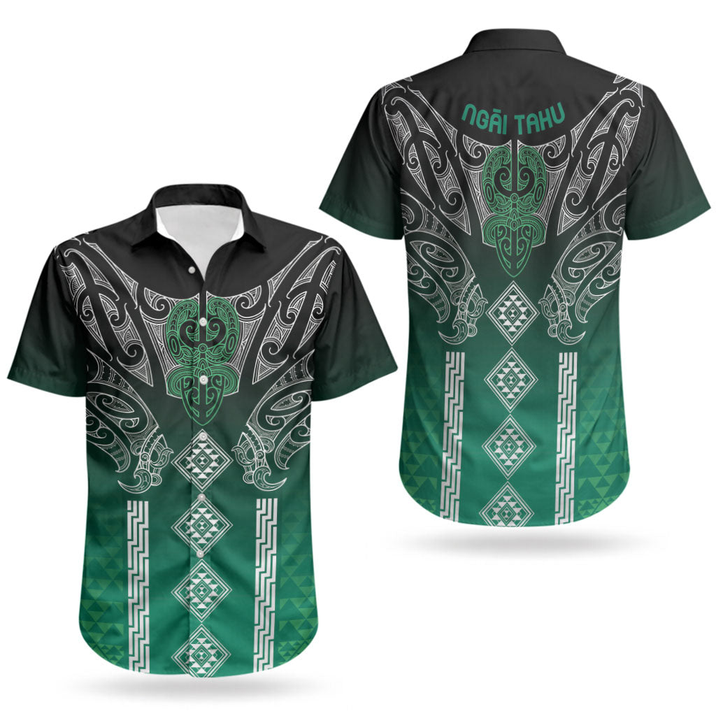 Aotearoa Maori Iwi Heritage Couples Matching Puletasi and Hawaiian Shirt Ngai Tahu Pounamu Green LT7 - Polynesian Pride