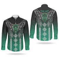 Aotearoa Maori Iwi Heritage Couples Matching Summer Maxi Dress and Long Sleeve Button Shirt Ngai Tahu Pounamu Green LT7 - Polynesian Pride
