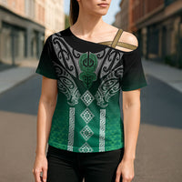 Aotearoa Maori Iwi Heritage Cross Shoulder Shirt Ngai Tahu Pounamu Green LT7 - Polynesian Pride
