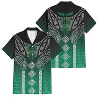 Aotearoa Maori Iwi Heritage Family Matching Mermaid Dress and Hawaiian Shirt Ngai Tahu Pounamu Green LT7 Dad's Shirt - Short Sleeve Jade Green - Polynesian Pride