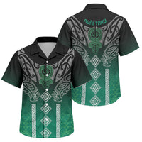 Aotearoa Maori Iwi Heritage Family Matching Off Shoulder Maxi Dress and Hawaiian Shirt Ngai Tahu Pounamu Green LT7 Son's Shirt Jade Green - Polynesian Pride
