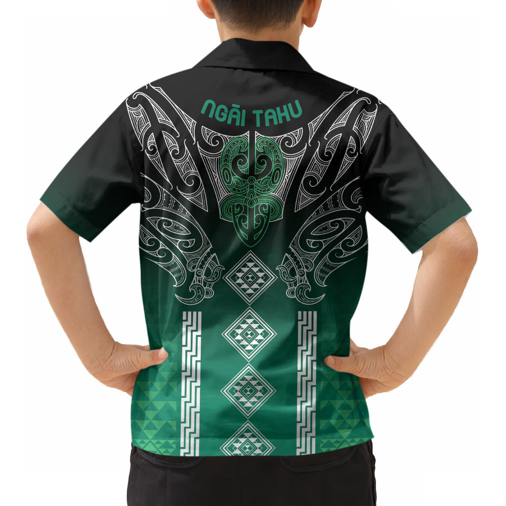 Aotearoa Maori Iwi Heritage Kid Hawaiian Shirt Ngai Tahu Pounamu Green LT7 - Polynesian Pride