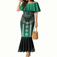 Aotearoa Maori Iwi Heritage Mermaid Dress Ngai Tahu Pounamu Green LT7 Women Jade Green - Polynesian Pride