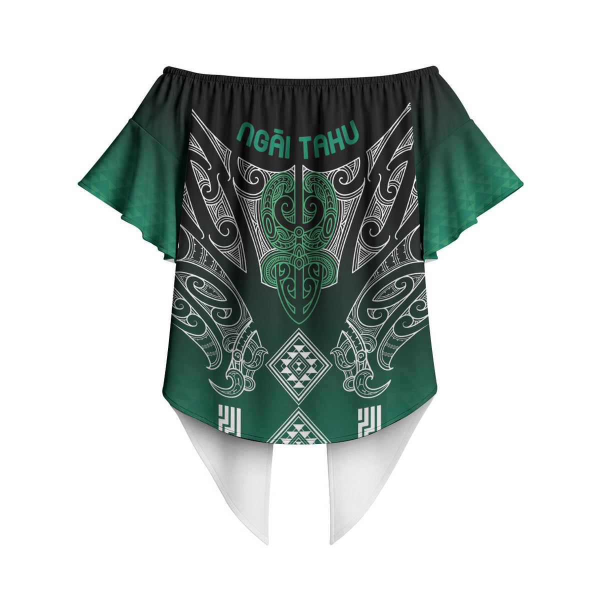 Aotearoa Maori Iwi Heritage Off Shoulder Wrap Waist Top Ngai Tahu Pounamu Green LT7 - Polynesian Pride