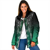 Aotearoa Maori Iwi Heritage Padded Jacket Ngai Tahu Pounamu Green LT7 Women Jade Green - Polynesian Pride