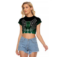 Aotearoa Maori Iwi Heritage Raglan Cropped T Shirt Ngai Tahu Pounamu Green LT7 Female Jade Green - Polynesian Pride