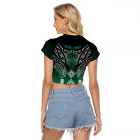 Aotearoa Maori Iwi Heritage Raglan Cropped T Shirt Ngai Tahu Pounamu Green LT7 - Polynesian Pride