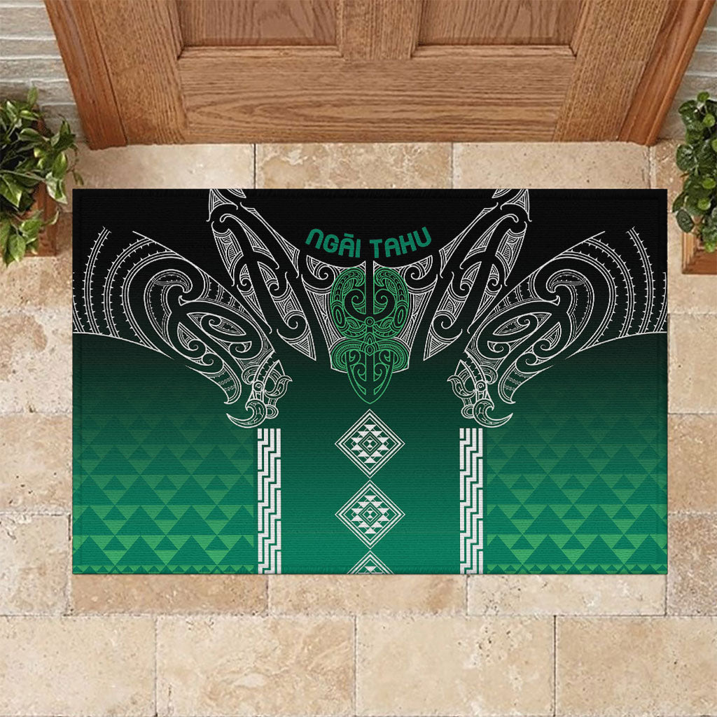 Aotearoa Maori Iwi Heritage Rubber Doormat Ngai Tahu Pounamu Green LT7 Jade Green - Polynesian Pride