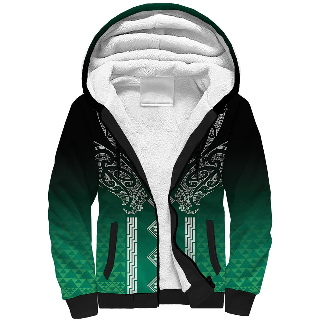 Aotearoa Maori Iwi Heritage Sherpa Hoodie Ngai Tahu Pounamu Green LT7 Unisex Jade Green - Polynesian Pride