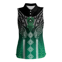 Aotearoa Maori Iwi Heritage Women Sleeveless Polo Shirt Ngai Tahu Pounamu Green LT7 Female Jade Green - Polynesian Pride