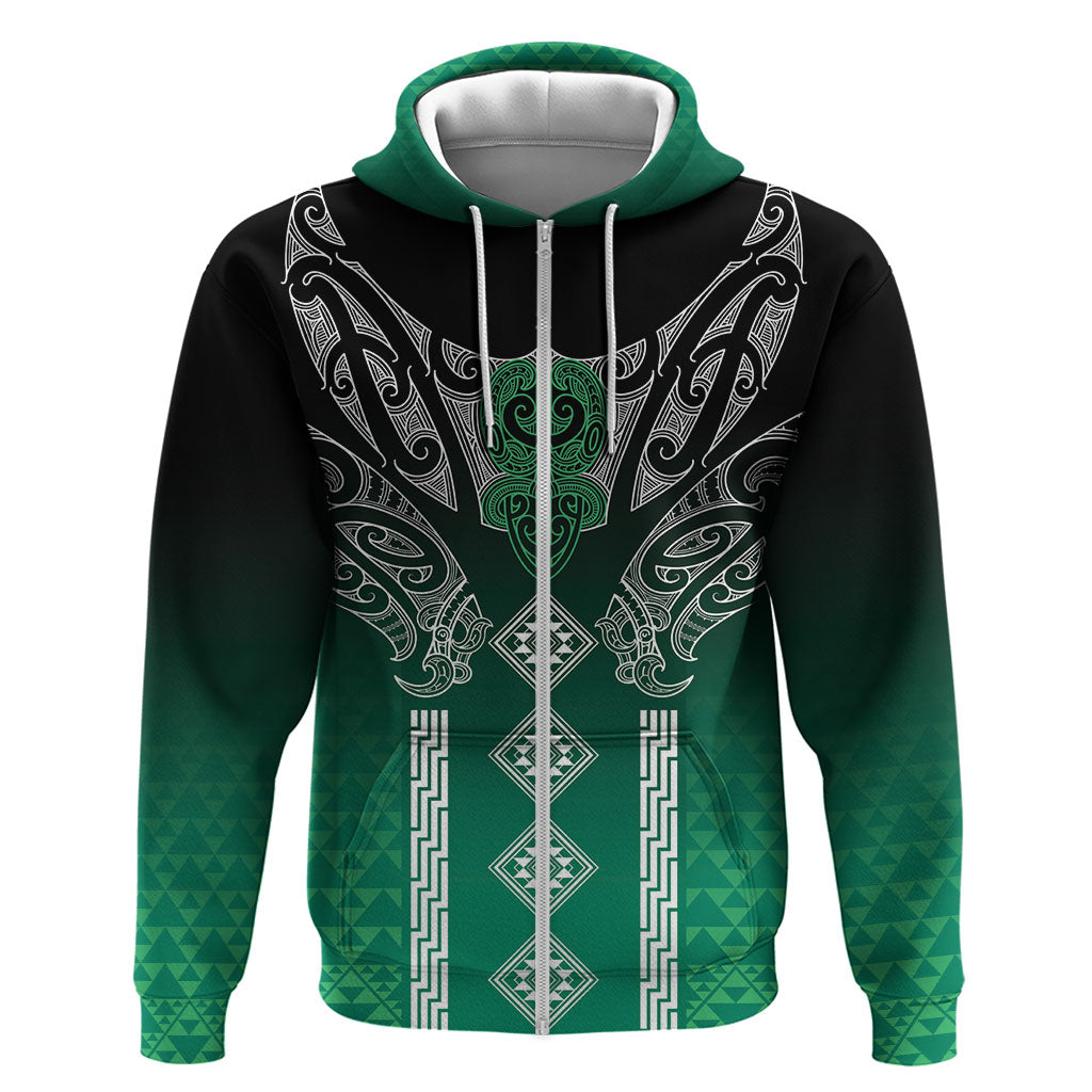 Aotearoa Maori Iwi Heritage Zip Hoodie Ngai Tahu Pounamu Green LT7 Zip Hoodie Jade Green - Polynesian Pride