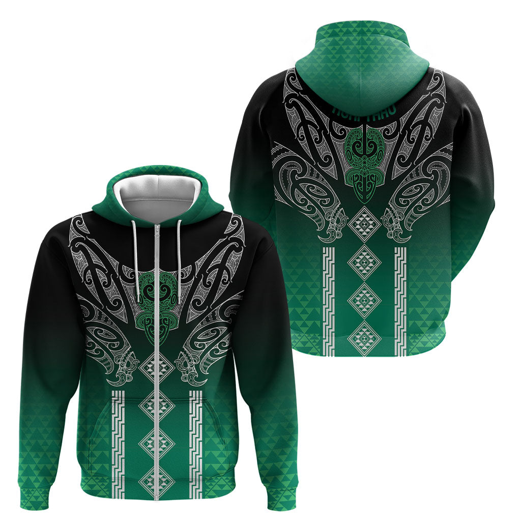 Aotearoa Maori Iwi Heritage Zip Hoodie Ngai Tahu Pounamu Green LT7 - Polynesian Pride