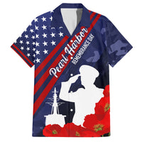 Pearl Harbor Remembrance Day Family Matching Puletasi Dress and Hawaiian Shirt Poppy Mix Style LT7 Dad's Shirt - Short Sleeve Navy Blue - Polynesian Pride