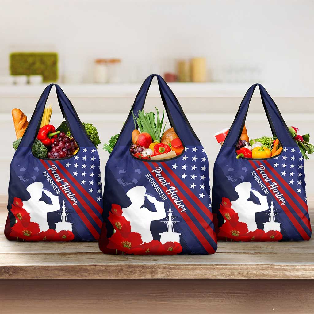 Pearl Harbor Remembrance Day Grocery Bag Poppy Mix Style