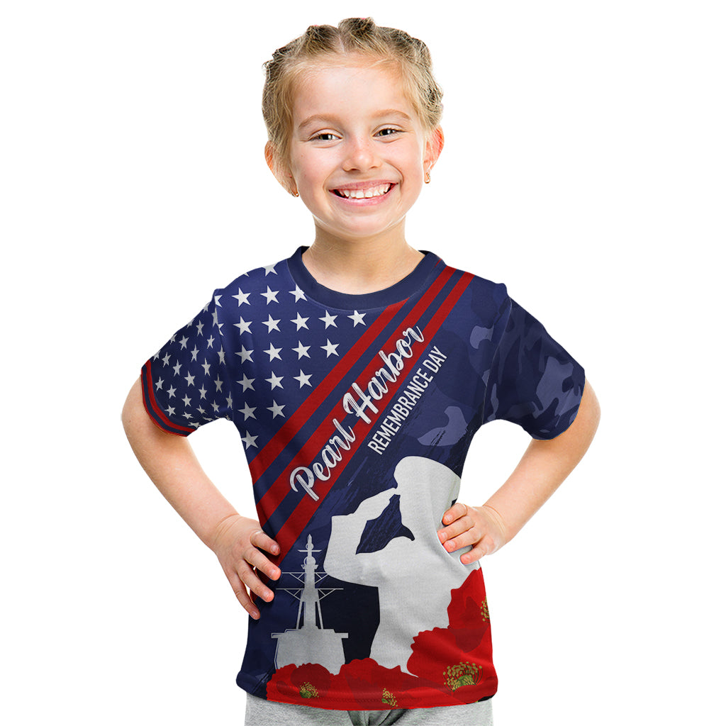Pearl Harbor Remembrance Day Kid T Shirt Poppy Mix Style LT7 Navy Blue - Polynesian Pride