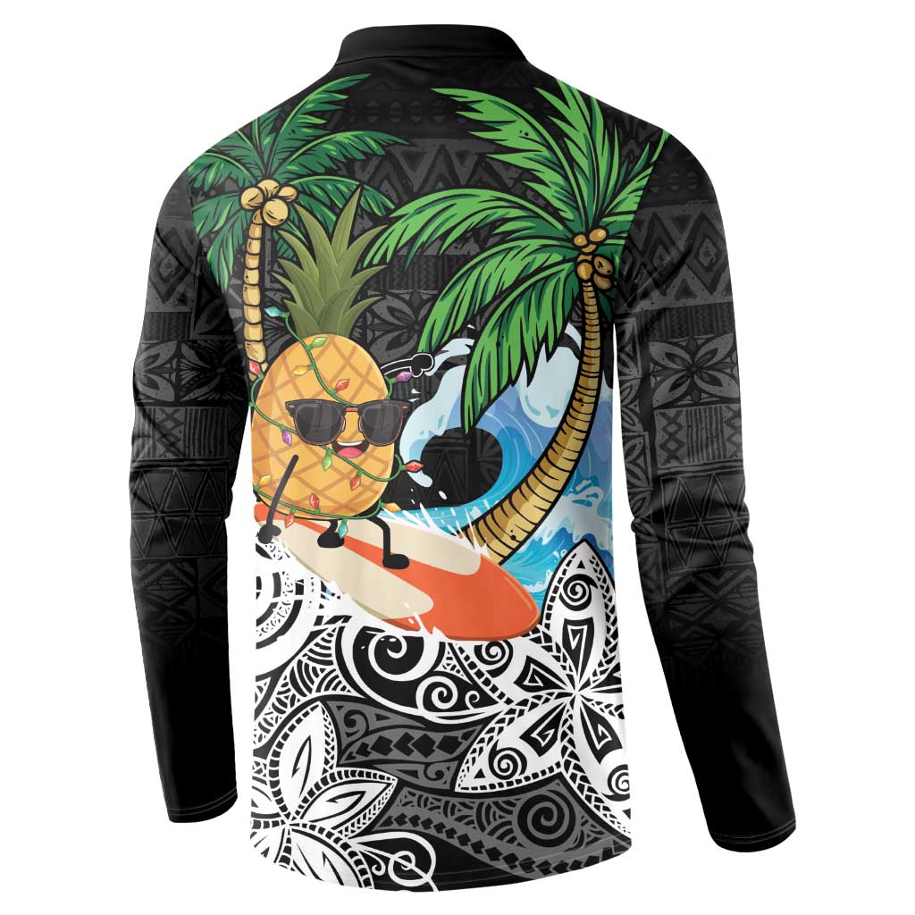 Tropical Christmas Polynesian Button Sweatshirt Funny Surfing Pineapple LT7 - Polynesian Pride