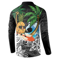 Tropical Christmas Polynesian Button Sweatshirt Funny Surfing Pineapple LT7 - Polynesian Pride