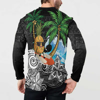 Tropical Christmas Polynesian Button Sweatshirt Funny Surfing Pineapple LT7 - Polynesian Pride