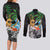 Tropical Christmas Polynesian Couples Matching Long Sleeve Bodycon Dress and Long Sleeve Button Shirt Funny Surfing Pineapple