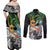 Tropical Christmas Polynesian Couples Matching Off Shoulder Maxi Dress and Long Sleeve Button Shirt Funny Surfing Pineapple