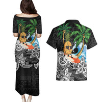 Tropical Christmas Polynesian Couples Matching Puletasi and Hawaiian Shirt Funny Surfing Pineapple LT7 - Polynesian Pride