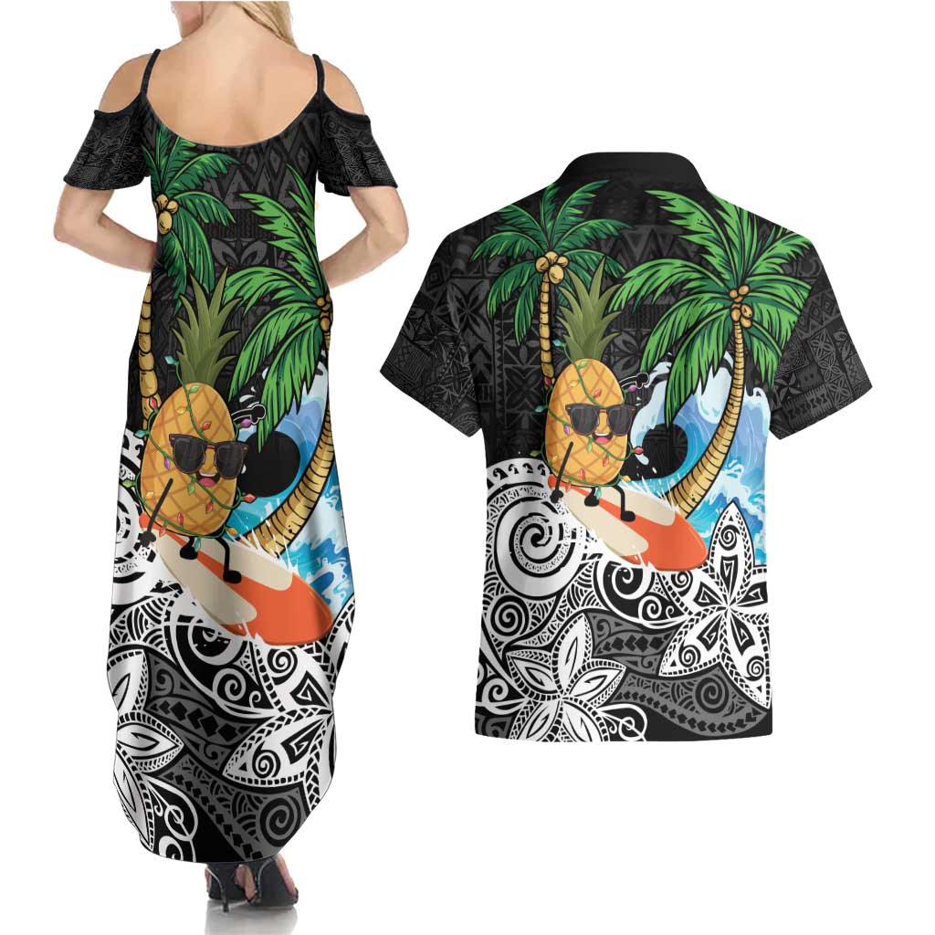 Tropical Christmas Polynesian Couples Matching Summer Maxi Dress and Hawaiian Shirt Funny Surfing Pineapple LT7 - Polynesian Pride
