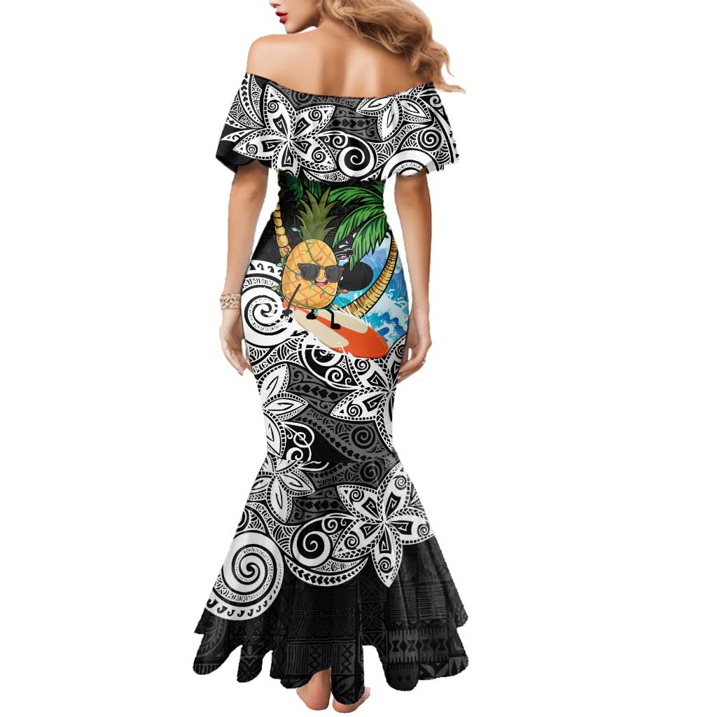 Tropical Christmas Polynesian Family Matching Mermaid Dress and Hawaiian Shirt Funny Surfing Pineapple