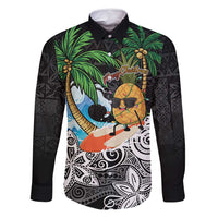 Tropical Christmas Polynesian Family Matching Summer Maxi Dress and Hawaiian Shirt Funny Surfing Pineapple LT7 Dad's Shirt - Long Sleeve Black - Polynesian Pride