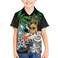 Tropical Christmas Polynesian Family Matching Summer Maxi Dress and Hawaiian Shirt Funny Surfing Pineapple LT7 Son's Shirt Black - Polynesian Pride