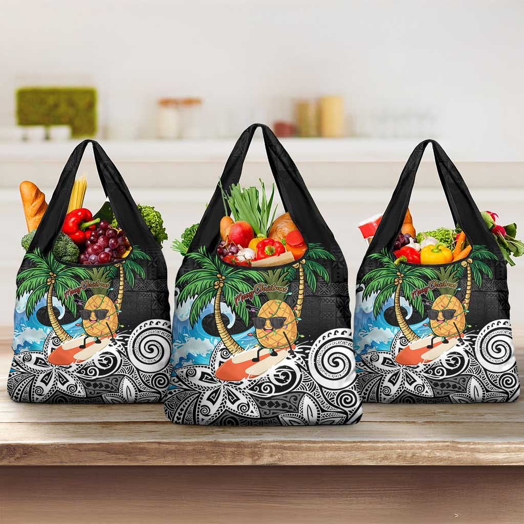 Tropical Christmas Polynesian Grocery Bag Funny Surfing Pineapple