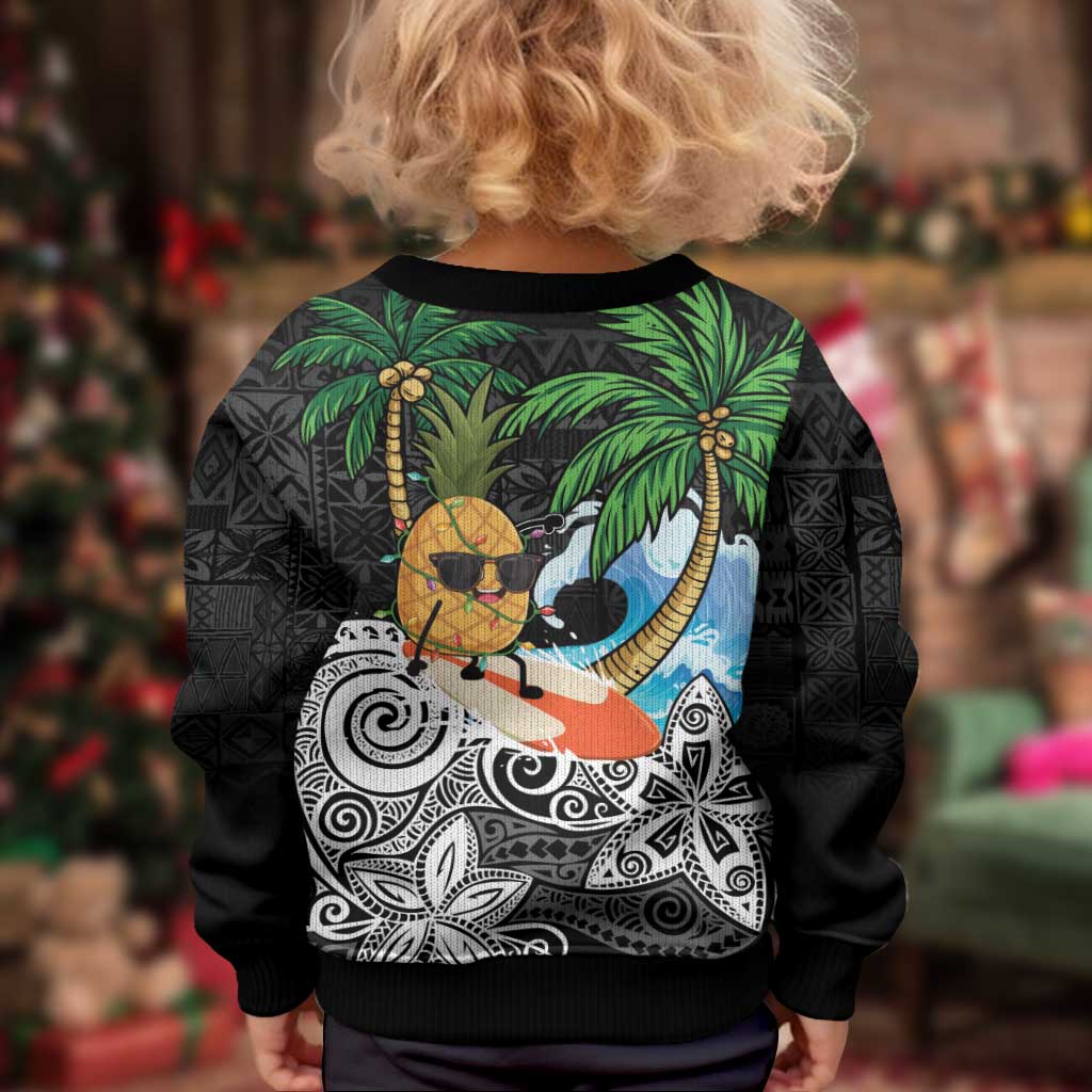 Tropical Christmas Polynesian Kid Ugly Christmas Sweater Funny Surfing Pineapple