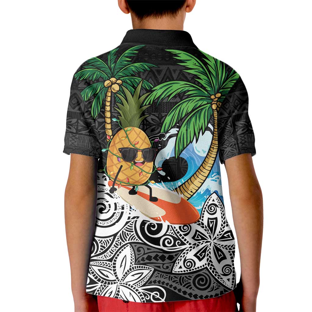Tropical Christmas Polynesian Kid Polo Shirt Funny Surfing Pineapple