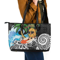 Tropical Christmas Polynesian Leather Tote Bag Funny Surfing Pineapple LT7 - Polynesian Pride