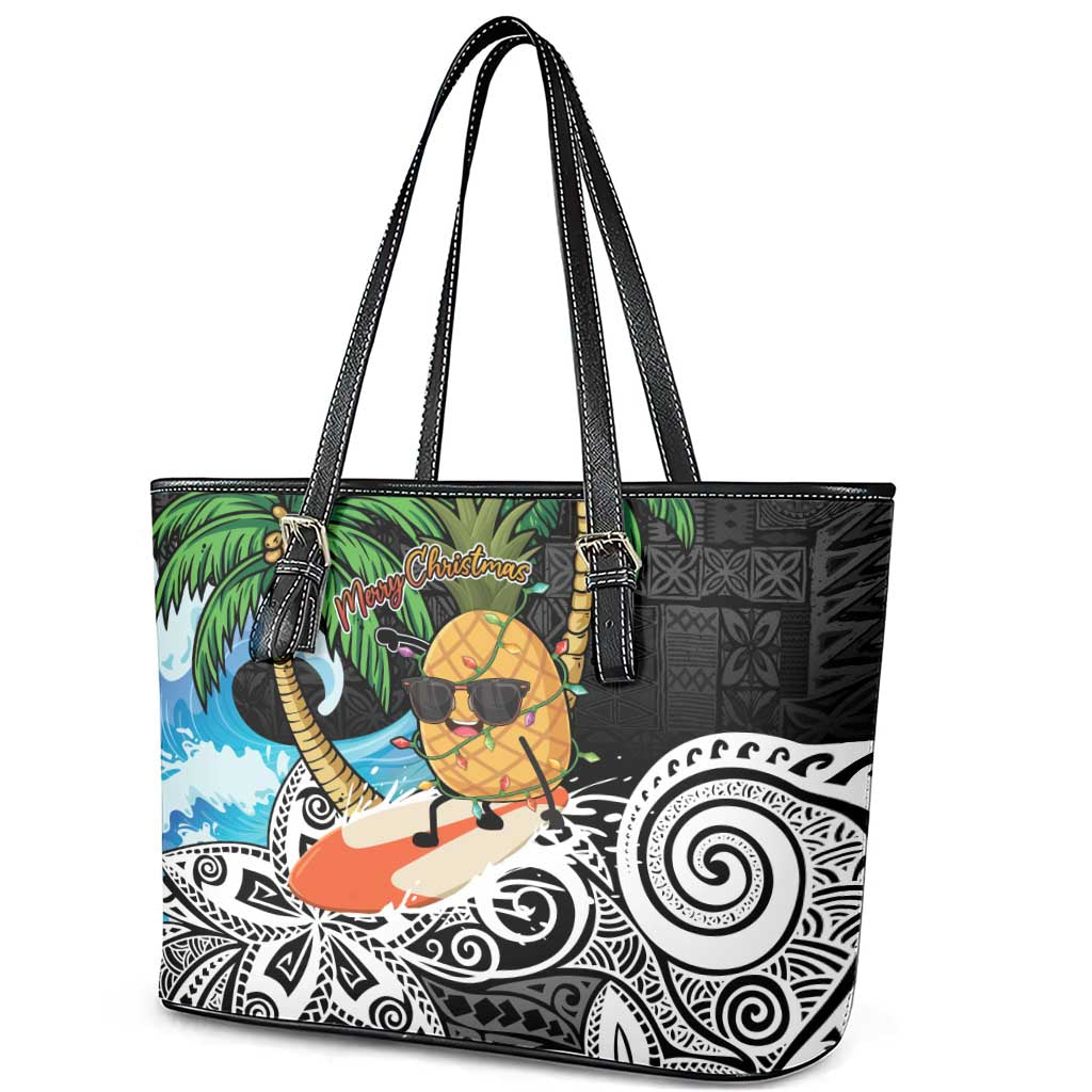 Tropical Christmas Polynesian Leather Tote Bag Funny Surfing Pineapple LT7 - Polynesian Pride