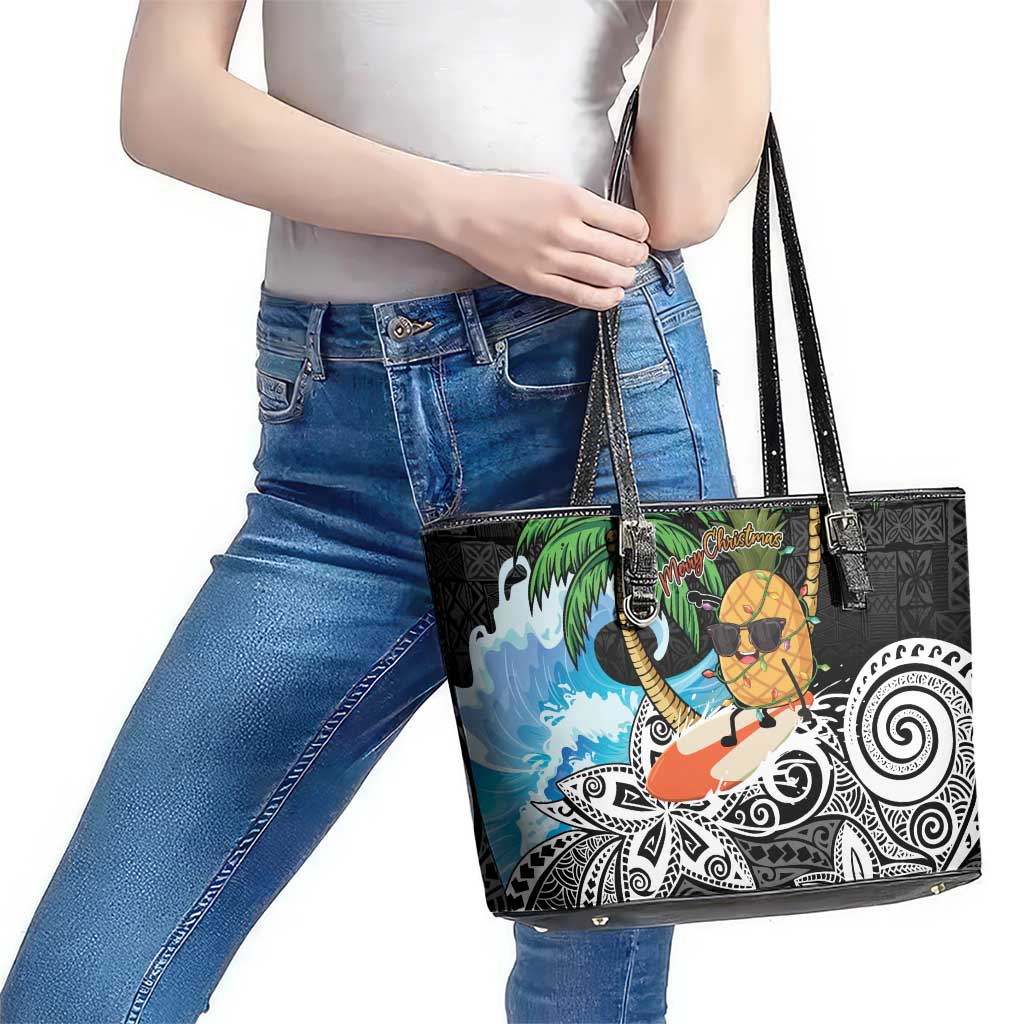 Tropical Christmas Polynesian Leather Tote Bag Funny Surfing Pineapple LT7 - Polynesian Pride