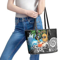Tropical Christmas Polynesian Leather Tote Bag Funny Surfing Pineapple LT7 - Polynesian Pride