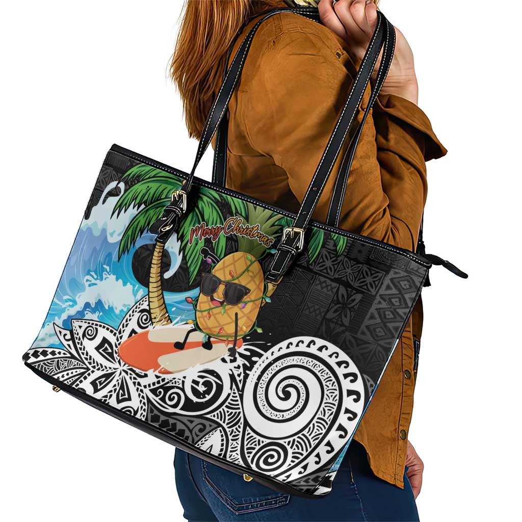 Tropical Christmas Polynesian Leather Tote Bag Funny Surfing Pineapple LT7 - Polynesian Pride