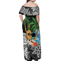 Tropical Christmas Polynesian Off Shoulder Maxi Dress Funny Surfing Pineapple LT7 - Polynesian Pride